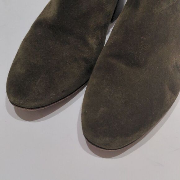 Aquatalia Suede Heeled Booties Olive Green Size 7 Made in Italy - Picture 3 of 12